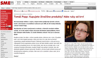 Kupujete živočíšne produkty? Máte ruky od krvi - rozhovor s Tomášom Poppom